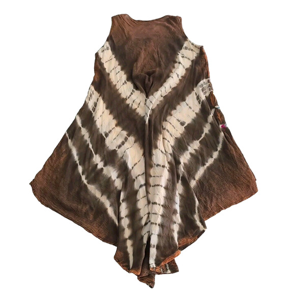 Sante Classics Dress Women's OS One Size Brown Tie Dye Embroidered Festival Boho - Picture 3 of 14